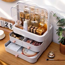 صندوق تخزين مستحضرات التجميل والمكياج مع 3 أدراج