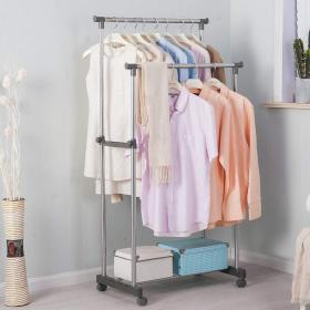 خزانة ملابس 2 بار و رف أحذية 2 في 1 من الفولاذ المقاوم للصدأ