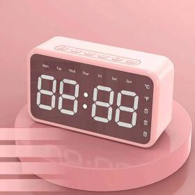 ساعة منبه ذكية ومكبر صوت لاسلكي بتقنية البلوتوث LED FM وAUX وTF