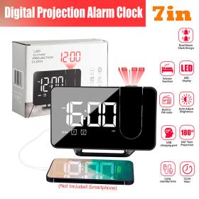 ساعة منبه LED رقمية ذكية مع جهاز عرض وراديو FM وشحن الهاتف عبر USB