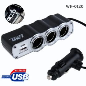 ولاعة سجائر بمقبس ثلاثي 12 فولت/24 فولت مزود طاقة USB WF-0120