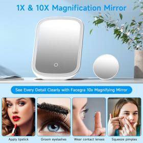 مرآة LED ثلاثية الألوان قابلة للتعديل وإضاءة ليلية قابلة لإعادة الشحن