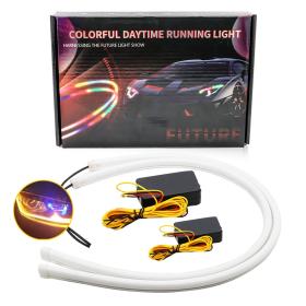 شريط LED لمصباح السيارة الأمامي 2 قطعة أضواء RGB