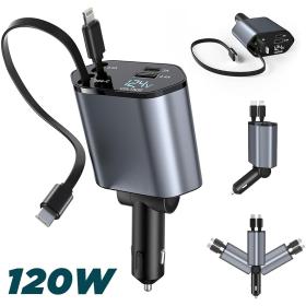 شاحن سيارة قابل للسحب 4in1 120W
