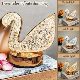 مصباح طاولة كريستال عاكس للضوء وإضاءة ليلية