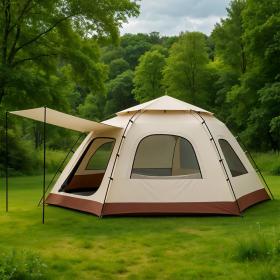 خيمة سداسية مع شرفة لأربعة أشخاص – واسعة ومثالية للتخييم العائلي براحة تامة