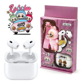 سماعات بلوتوث لاسلكية LABUBU بإصدار محدود مع علبة أنيقة وحامل مفاتيح مرفق.