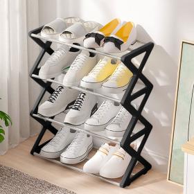 منظم أحذية معدني بأربع طبقات سهلة التركيب والتخزين