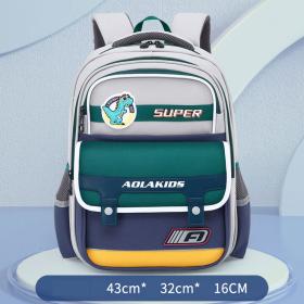 حقيبة مدرسية للأطفال بتصميم فضائي ممتع وعدة جيوب، لون رمادي