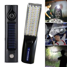 مصباح عمل LED قابل للشحن بإضاءة قوية مع لوحة شمسية مدمجة