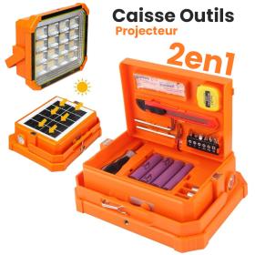 مصباح LED شمسي قابل للشحن 4000 mAh بقوة 10000 لومن مع مجموعة أدوات مهنية 2 في 1