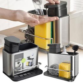 منظف مطبخ 2 في 1 يجمع بين موزع صابون ومنظم أدوات