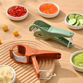 قطاعة خضر وفواكه يدوية متعددة الوظائف من الستانلس ستيل، سهلة وسريعة الاستخدام.