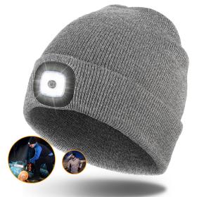 قبعة صغيرة LED للجنسين قابلة للشحن عبر USB – رمادي