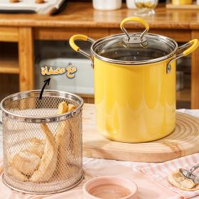 مقلاة صغيرة من الفولاذ المقاوم للصدأ بسعة 3 لتر مع غطاء وفلتر زيت