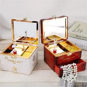 صندوق موسيقى راقصة الباليه الكلاسيكي الدوار مع درج تخزين