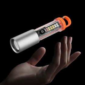مصباح يدوي LED متعدد الوظائف مع تكبير وليزر و8 أوضاع إضاءة - شعلة مقاومة للماء للتخييم في حالات الطوارئ مع مغناطيس
