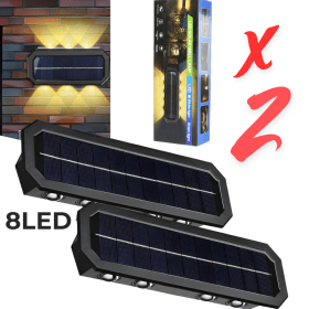 حزمة × 2 مصابيح حائط شمسية 8 LED مع كشف الحركة التلقائي قطعتين