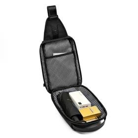 حقيبة صدر كاجوال للرجال باللون الأسود مع حزام كتف LX068 - رمادي