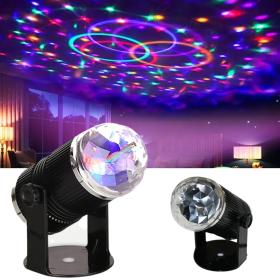 جهاز عرض كرة بلورية دوار مع التحكم الصوتي، ليزر RGB LED 220 فولت