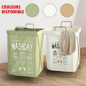 سلة غسيل قابلة للطي مع حامل حديد على شكل X