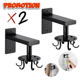 مجموعة من 2 رف تخزين دوار 360 درجة مع 8 خطافات من الفولاذ المقاوم للصدأ