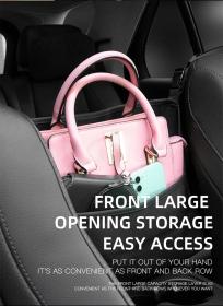 حقيبة تخزين مقعد السيارة الجلدية مع حامل التحكم المركزي وحقيبة اليد بين المقاعد وجيوب أكواب المياه المصنوعة من القماش