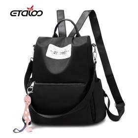 حقيبة ظهر نسائية أكسفورد مضادة للماء والسرقة - سوداء